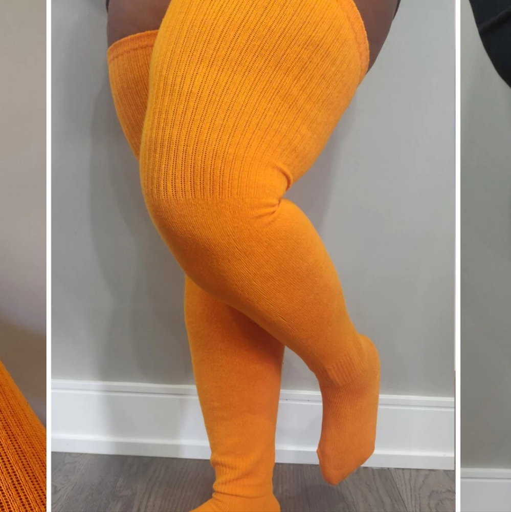 NWT/NIP "Velma" Orange Thunda Thighs Long Thigh High Socks